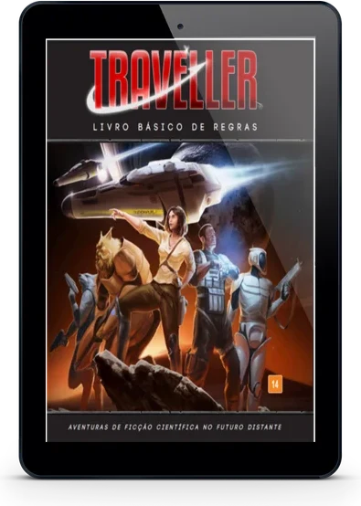 Traveller: Livro Básico em PDF num tablet